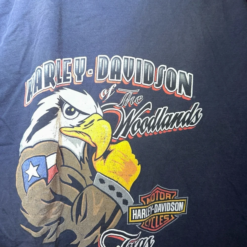 Harley-Davidson The Woodlands Texas Eagle Graphic T-Shirt Mens Navy Blue‎ L